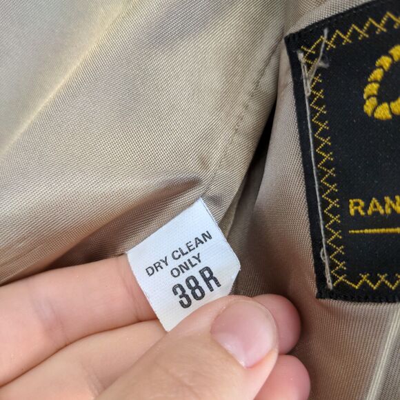 Circle S Men's Blazer Suit Jacket 38R Long Sleeve Tan Single Breasted Lined - Picture 11 of 14